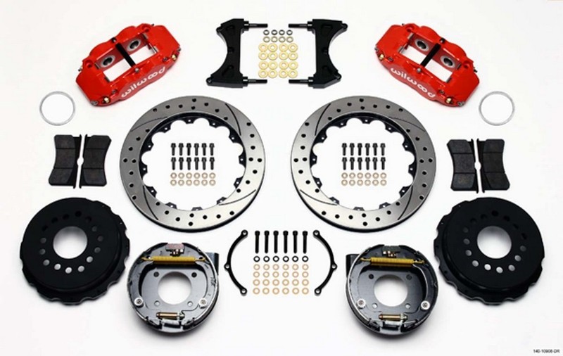 Wilwood for Narrow Superlite 4R Rear P-Brk Kit 12.88in Drilled Red Chevy 12 Bolt