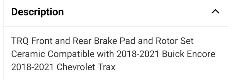 Front & Rear Brake Rotors + Ceramic Pads for 2018-2022 Buick Encore Chevy Trax gallery