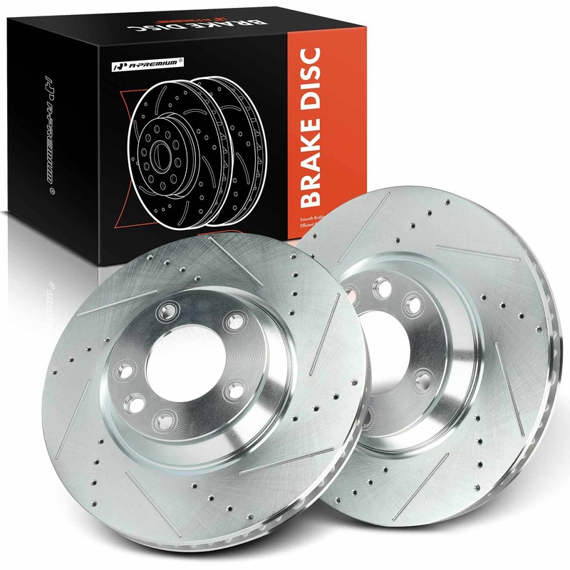 2x Front Side Drilled Brake Rotor for Audi Q7 Porsche Cayenne Volkswagen Touareg
