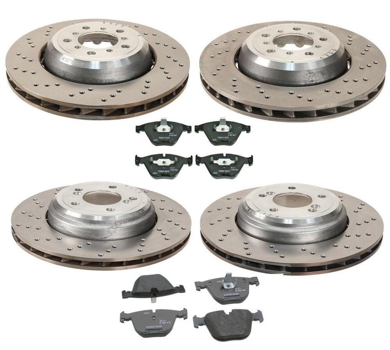SHW OEM Front Rear Brake Kit Disc Rotors Genuine Pad Set for BMW E90 E92 E93 M3