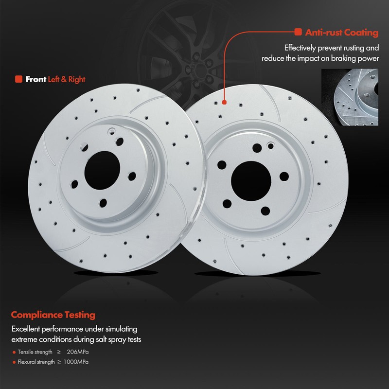6x Drilled Brake Rotor & Ceramic Brake Pad for Mercedes-Benz GLK350 GLK250 Front gallery