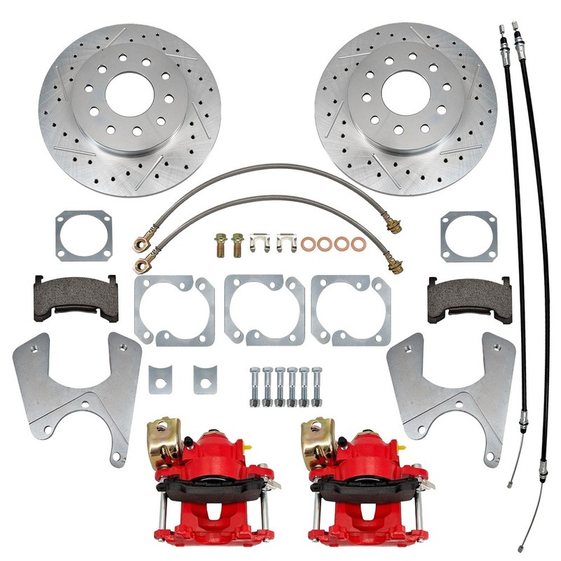 11" Rear Disc Brake Kit for 68-74 Chevy Nova 68-69 Camaro Firebird Calipers Red gallery