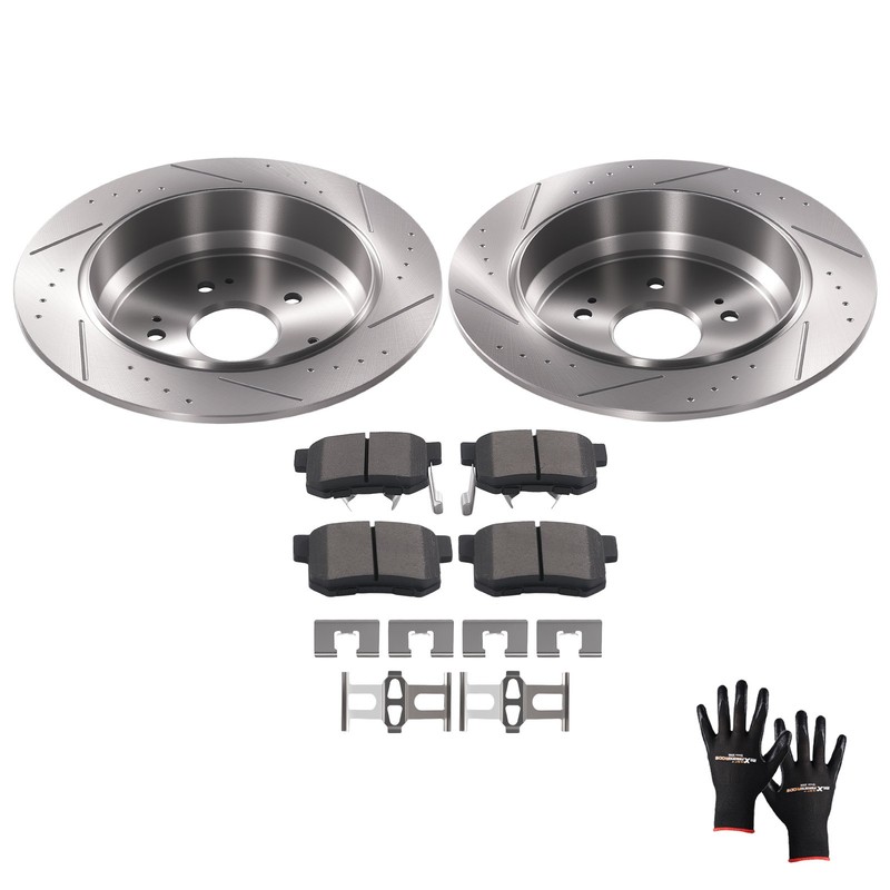 Rear Brake Rotors & Ceramic Pads Kit for Honda CR-V 2005-16 Acura RDX 2010-18
