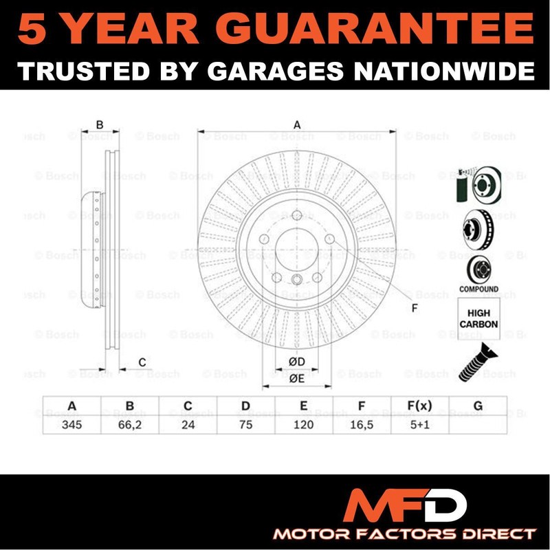 Fits BMW 3 Series 2012-2019 4 Series 2013-2020 MFD Rear Brake Disc 34206797607