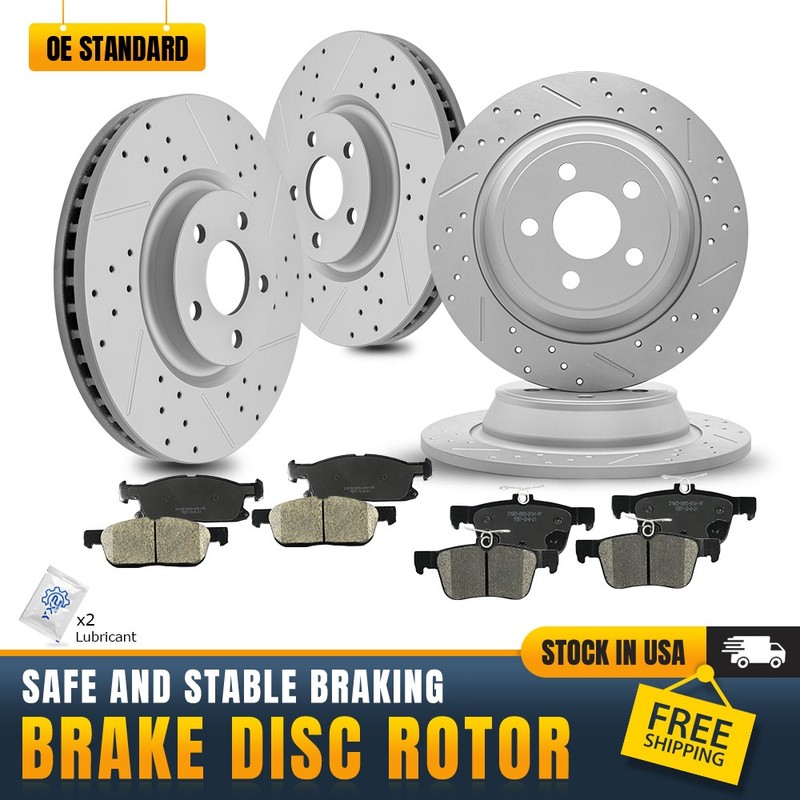 Front Rear Brake Disc Rotors And Ceramic Pads For 2015 -2019 2020 Ford Edge
