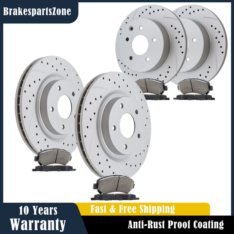 Front & Rear Brake Rotors Pads for Nissan Maxima 2009-14 16-19 Slotted Brakes