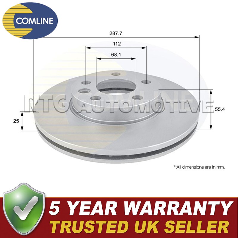Comline Front Brake Disc Fits Ford Galaxy VW Sharan Seat Alhambra #1