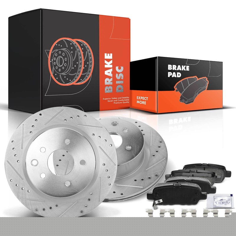 Rear Drilled Rotors & Brake Pads for INFINITI M35 M45 06-10 Nissan 350Z 06-09