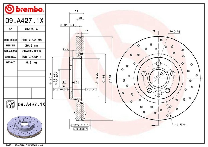Front Disc Brake Rotor for S60, V60, S80, XC70+More (09.A427.1X) gallery
