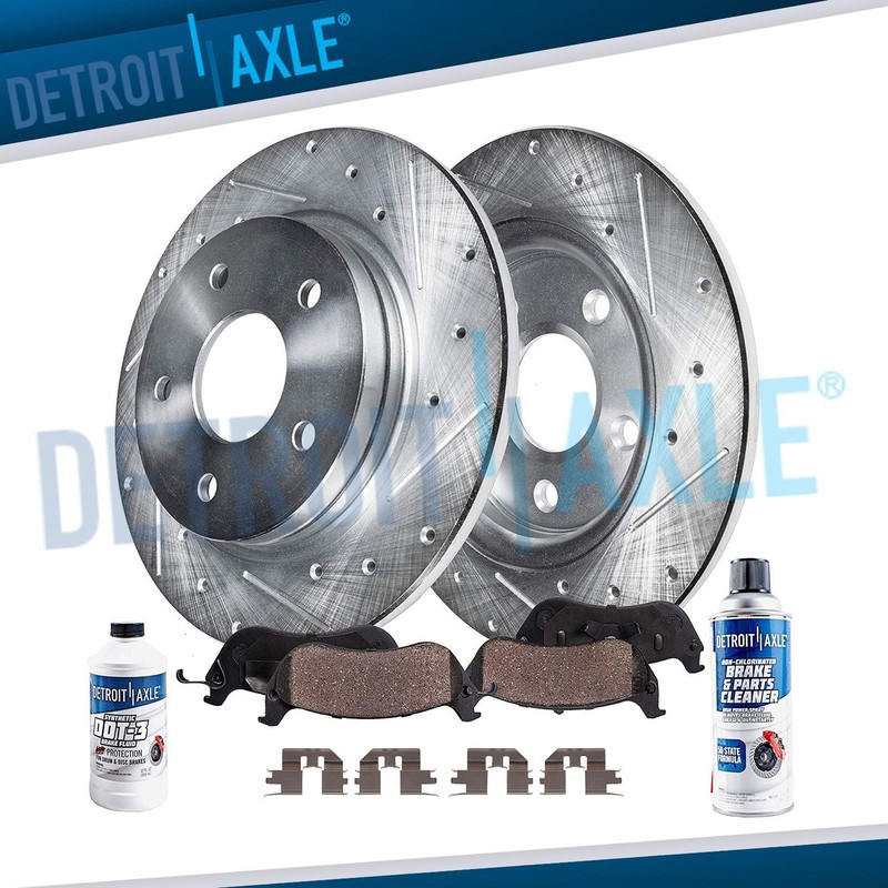 Rear Brake Rotors + Brake Pads for Honda Ridgeline Drilled Rotor Brakes Pad Kit