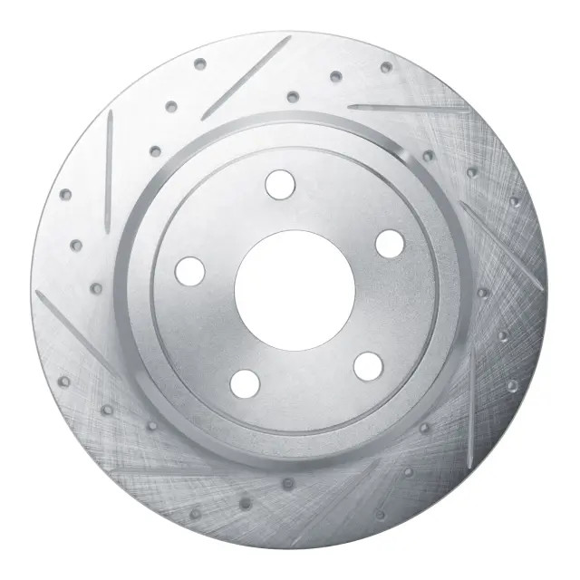 Genuine DFC Brake Rotor - Drilled and Slotted - Silver 631-42004L