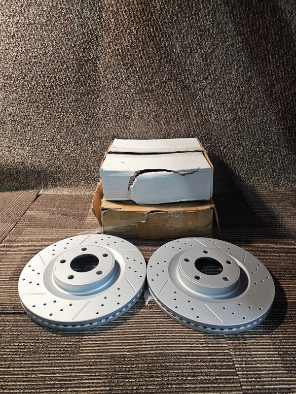 (QTY 2) Front Cross Drilled Slotted Brake Rotor 54154LR For 2007–2014 Ford Edge