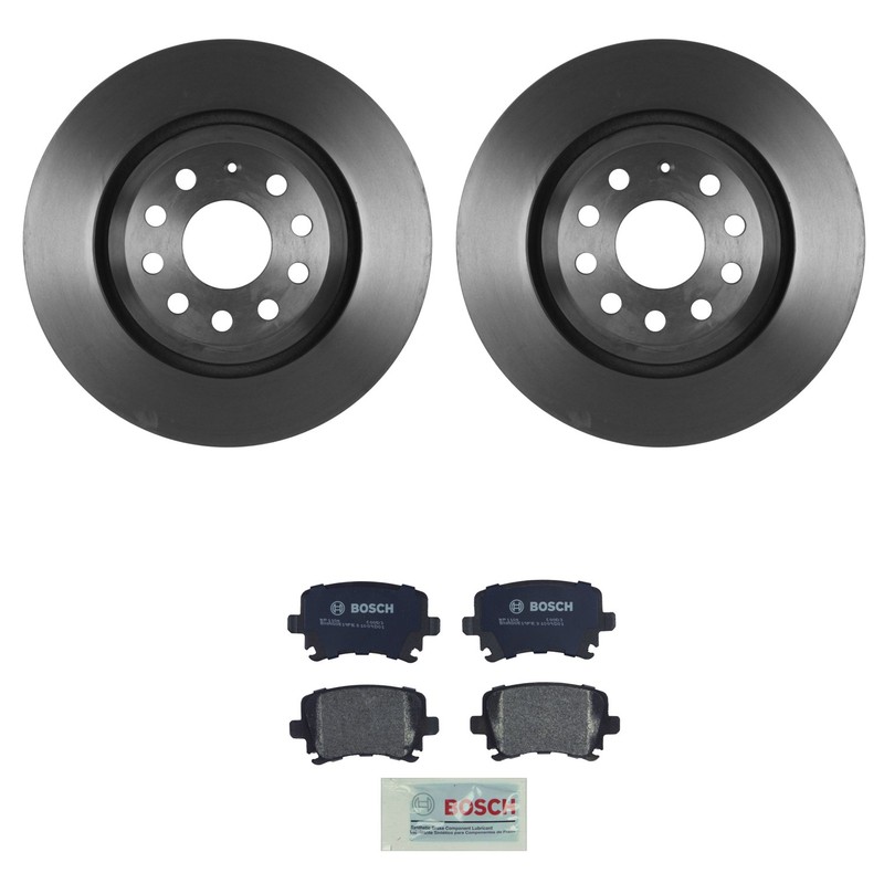 Bosch Rear Quietcast Rotors Semi-Met Disc Brake Pad Kit For Golf R GTI FWD GAS