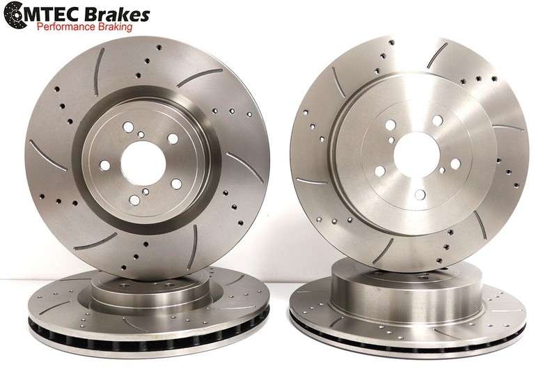 MTEC Brakes Front Rear MTECP14327 Brake Discs Drilled Grooved for Impreza WR1