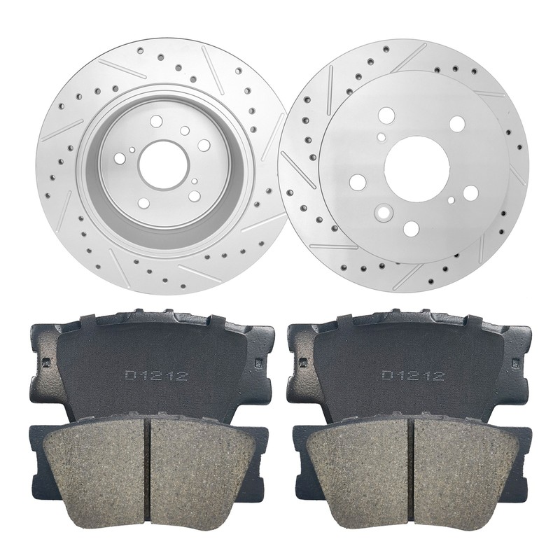 Rear Drilled Rotors & Ceramic Brake Pads for 2013-2017 Toyota Avalon Lexus ES350