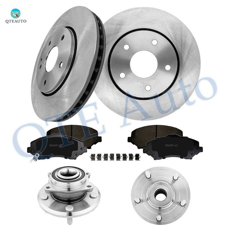 8 Front 302 Brake Rotors-Ceramic Brake Pad-Wheel Hub For 2009-2012 Dodge Journey