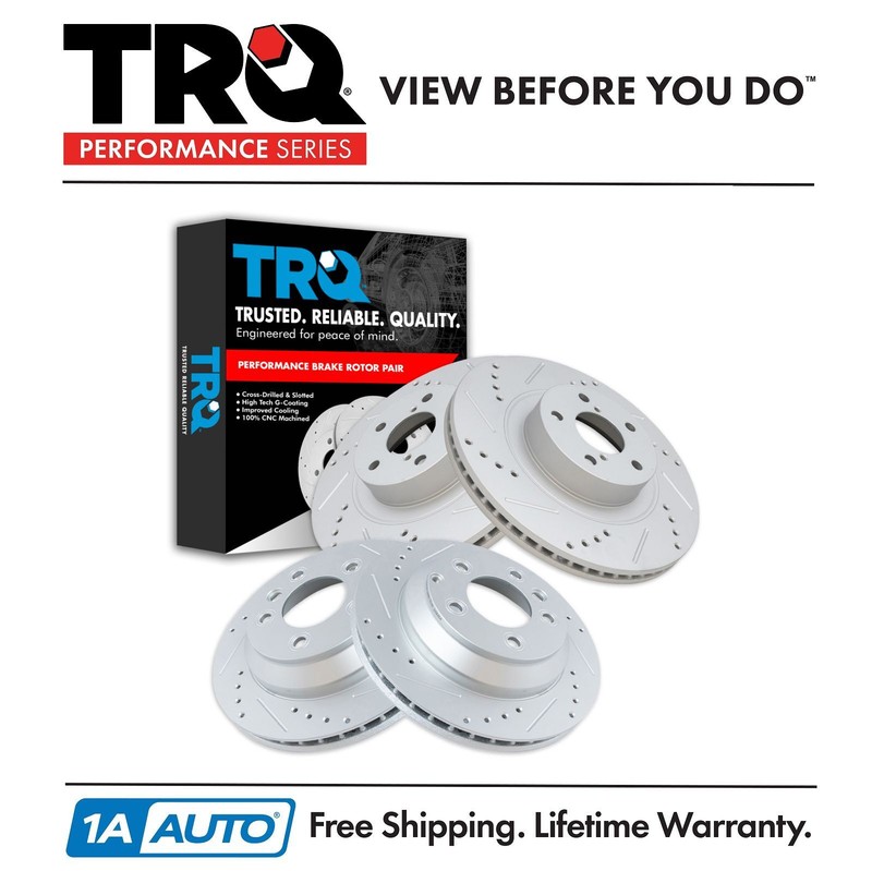 TRQ Drilled Brake Rotor Set Fits 07-15 Audi Q7 03-13 Cayenne 04-10 VW Touareg