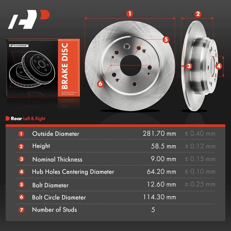 A-Premium Rear LH & RH Disc Brake Rotors for Honda CR-V L4 2.4L 2002 2003 2004 gallery