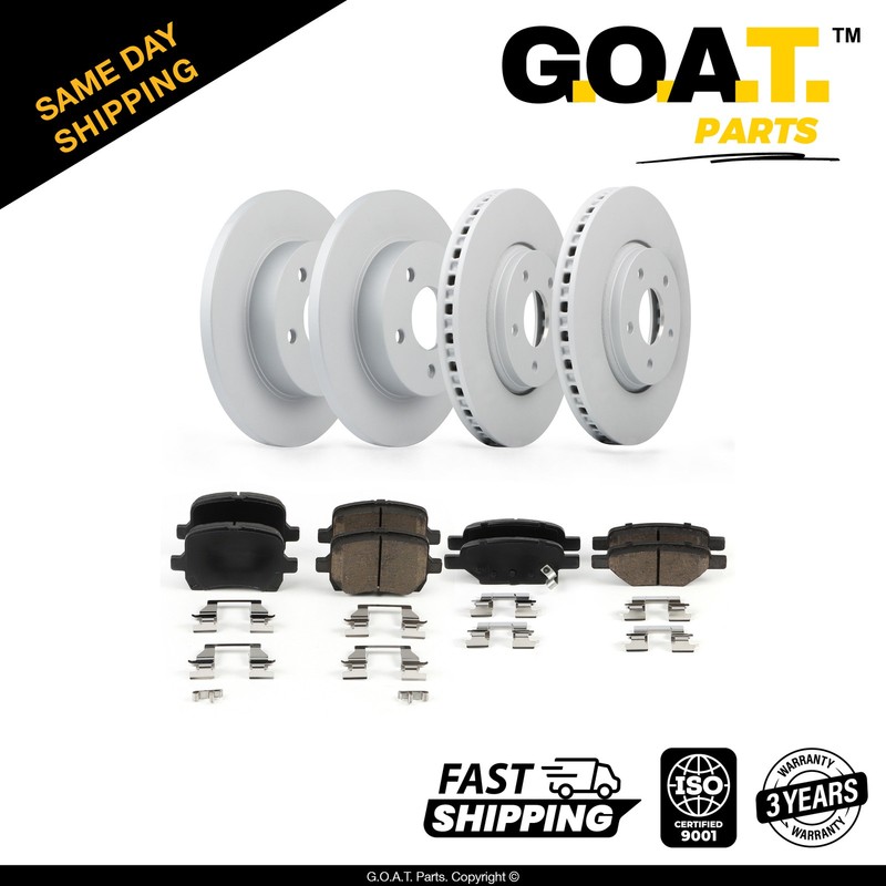 Front & Rear Rotors + Ceramic Disc Brake Pad Kit for Chevy Malibu Saturn Aura