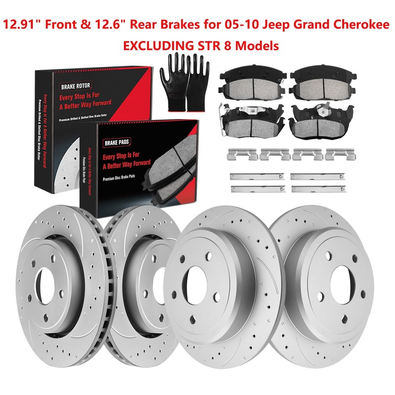 Front Rear Drilled Rotors Brake Pads for 2005 2006 2007-2020 Jeep Grand Cherokee
