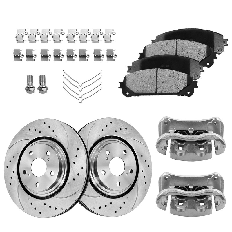 Front Brake Rotors Pads Brake Caliper fits Toyota Sienna Highlander Lexus RX350