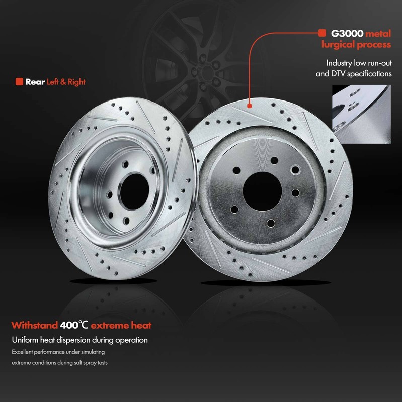 Front & Rear Drilled Rotors & Ceramic Brake Pads for INFINITI G37 2008-2012 G35 gallery
