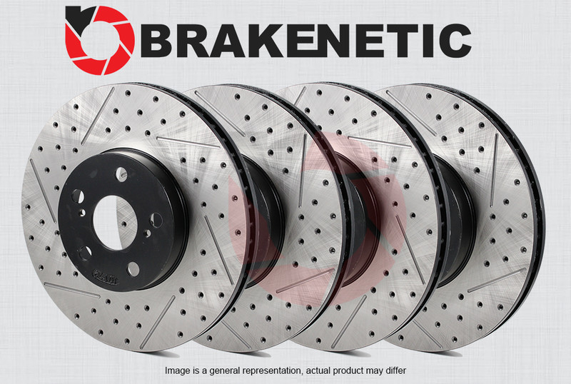 FRONT+REAR BRAKENETIC Premium Drilled Slotted Brake Disc Rotors 50.40066.11