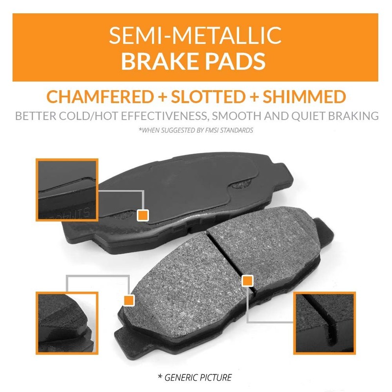 Coated Disc Brake Rotors & Semi-Metallic Pad Rear Kit For Cadillac SRX Saab 9-4X gallery