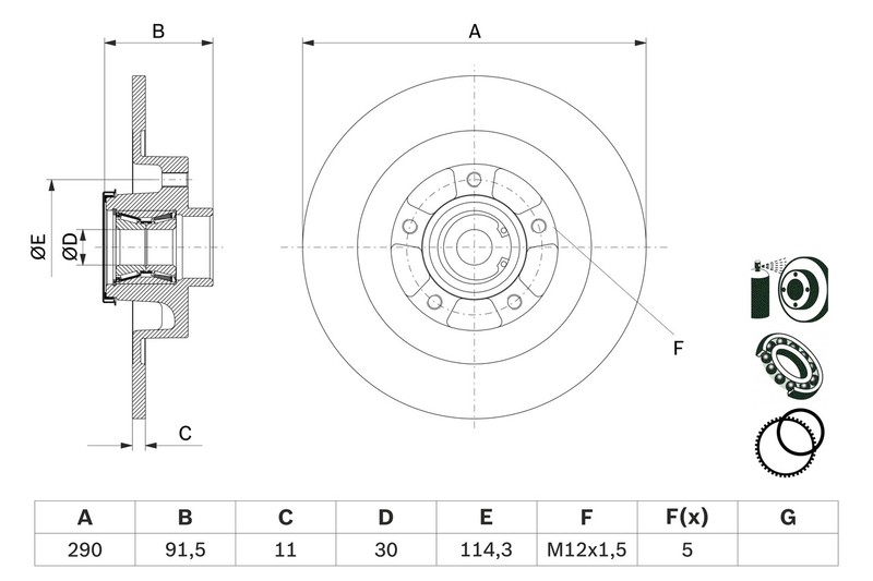 Bosch 0 986 479 F42 Brake Disc for Renault