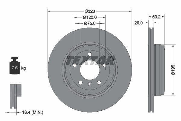 2X 92122703 Textar Brake Disc for BMW, BMW (BRILLIANCE)
