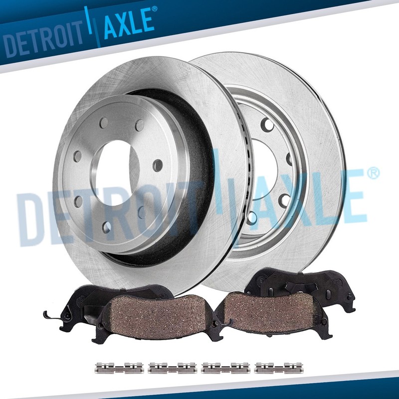7 Lugs Rear Disc Rotors and Ceramic Brake Pads Kit for 2012 2013 2014 Ford F-150