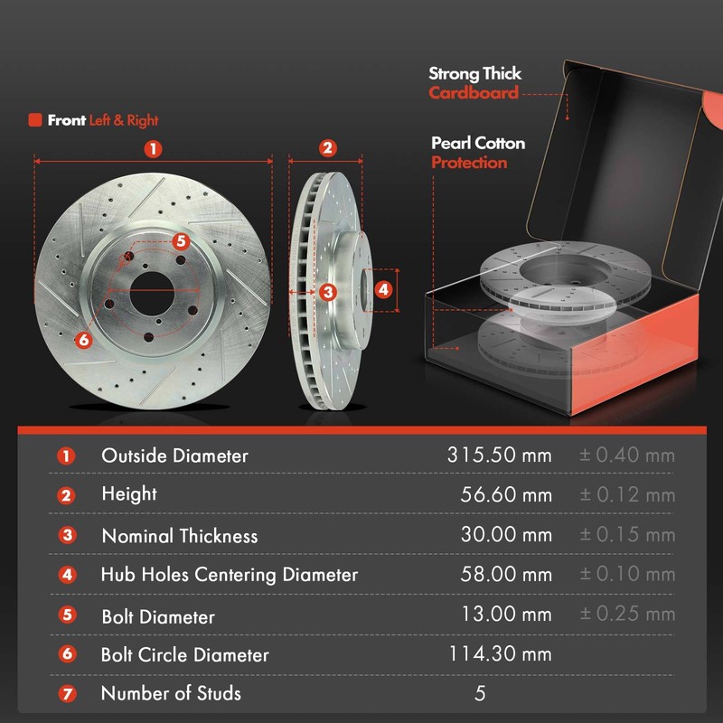 Front & Rear Drilled Brake Rotors & Ceramic Pads for Subaru WRX 2015-2016 Base gallery