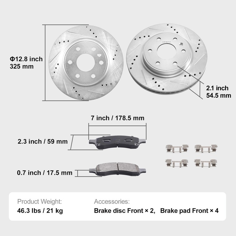 Front Brake Disc Rotors and Pad Kit for GMC Acadia Chevy Traverse 2007-2017 gallery
