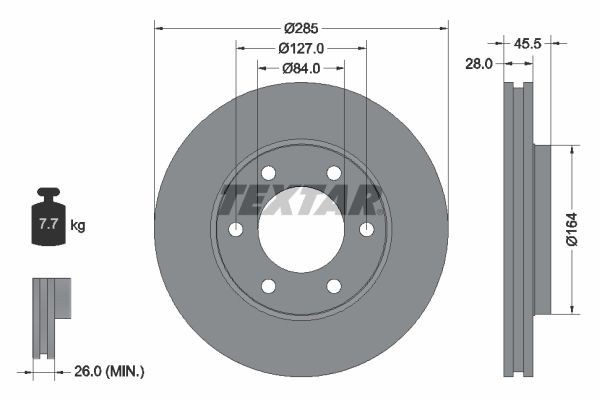 2X Textar 92113000 Front Brake Discs 285mm Vented Fits Toyota Granvia Hiace