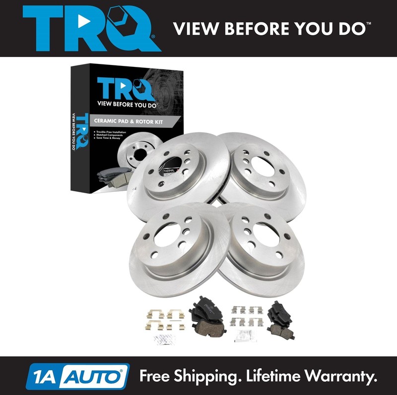 TRQ Front & Rear Brake Pad & Rotor Kit Ceramic Fits 2014 Mini Cooper