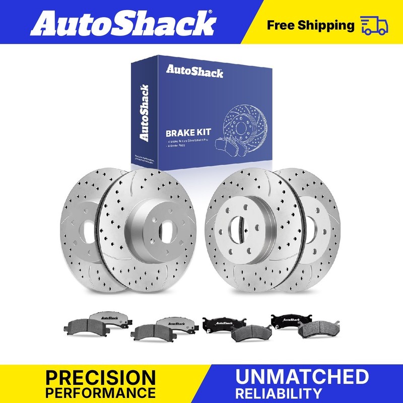 Front Rear Drilled Slotted Brake Rotors Ceramic Pads for Chevy, Tahoe 2002-2006