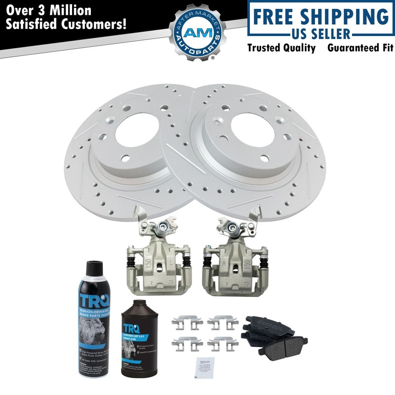 Rear Brake Pad & Rotor Kit Drilled Rear Fits Ford Lincoln Mazda Mercury