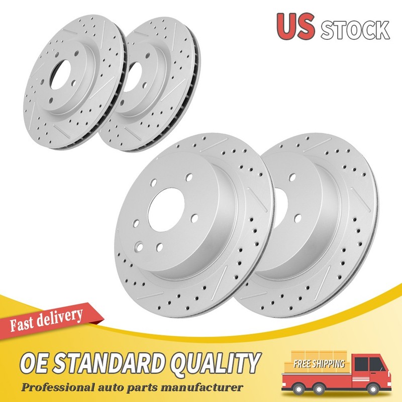 Front & Rear Drilled Brake Rotors For Nissan Rogue/Rogue Select 2008 2009-2017
