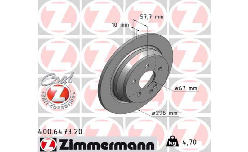 2x Zimmermann 400.6473.20 Brake Discs Ø 296 mm for MB V-Class W639 Bus/Box