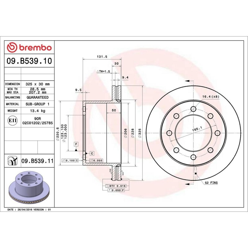Brembo Rear Disc Brake Rotor for 2005-2006 GMC Sierra 3500 gallery