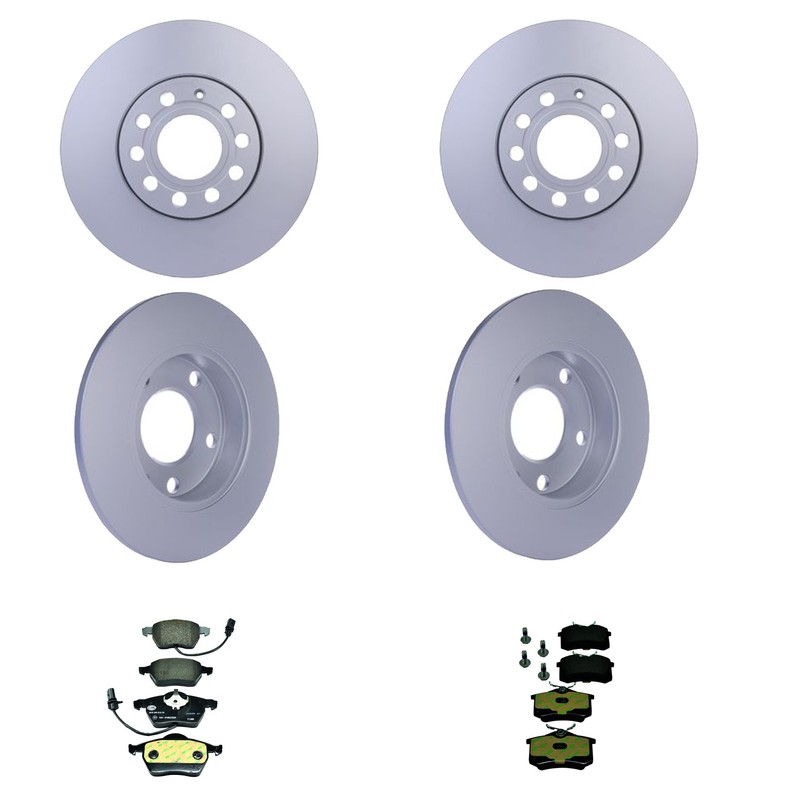 Hella Front Rear Rotors Low-Met Disc Brake Pad Kit For Audi A4 2001-2002 Base