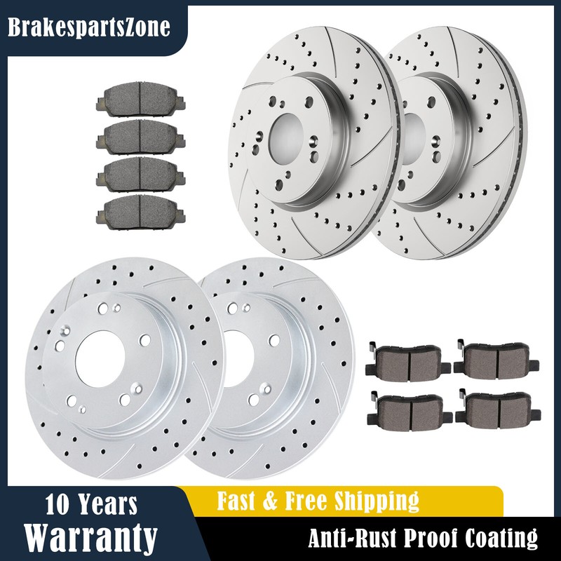 Front Rear Brake Rotors Pads fit for Honda Accord EX 2013-2017 Slotted Drilled