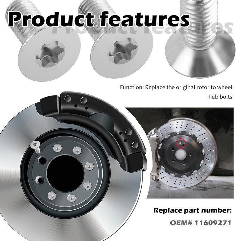 8PCS Brake Rotor Screws OEM#11609271,Brake Rotors Front and Rear Set Screws for gallery