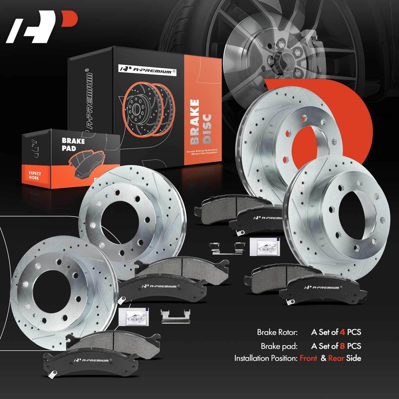 A-Premium Front & Rear Drilled Rotors & Ceramic Brake Pads for Chevrolet Express gallery