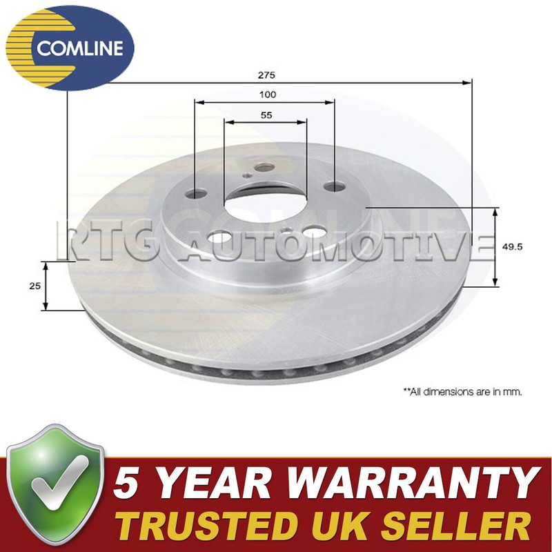 Comline Front Brake Disc Fits Toyota Celica 2000-2005 1.8 2.0 + Other Models #1