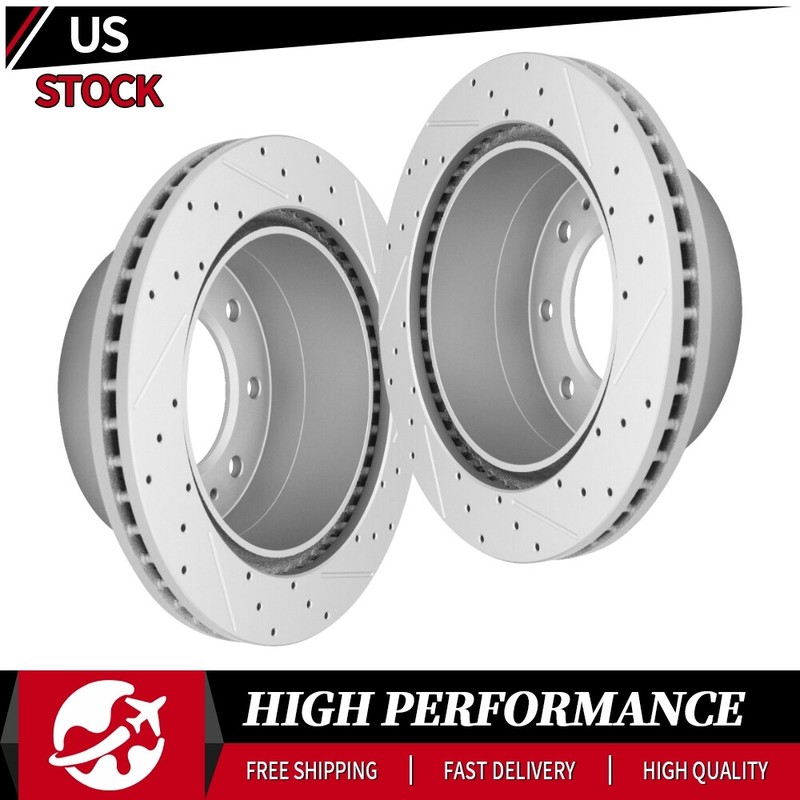Rear Drilled Disc Brake Rotors For Chevy GMC Sierra 2500 HD Silverado 3500 1500
