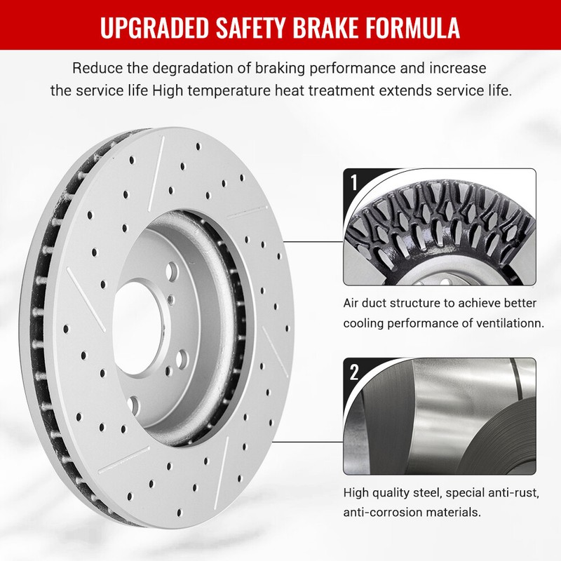 Pair 2 Front Drilled Slotted Disc Brake Rotors for Honda Pilot Acura RLX MDX ZDX gallery
