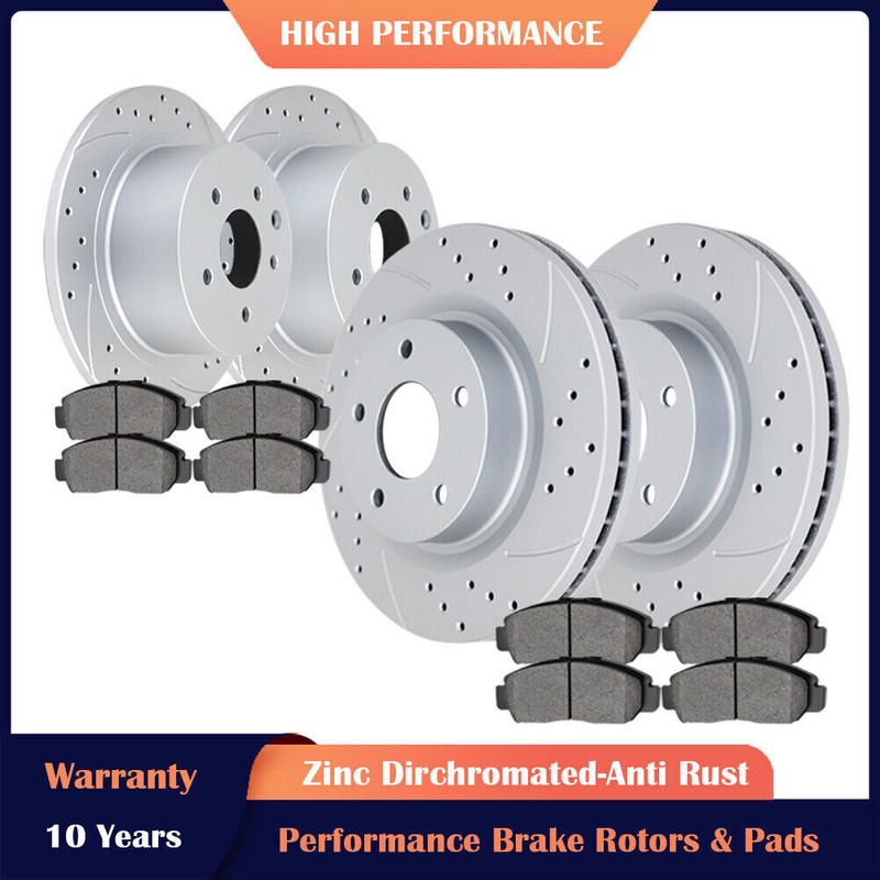 Front Rear Brakes and Drilled Rotors Brake Pads for 2013-18 Nissan Altima Sedan