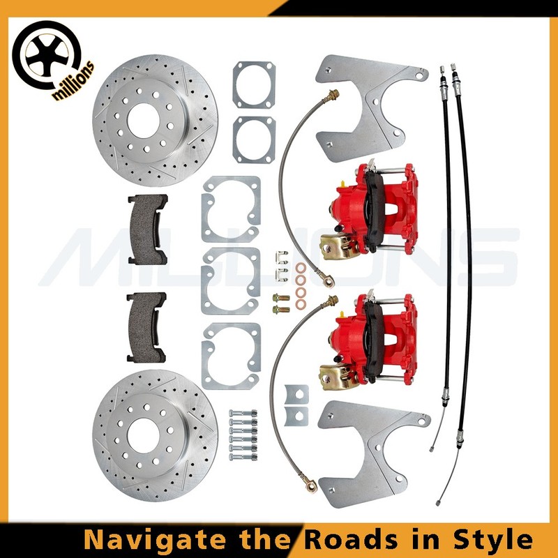 Staggered Rear Disc Brake Kit,10 & 12 Bolt, 11 In Drilled Rotor, For GM F/X Body