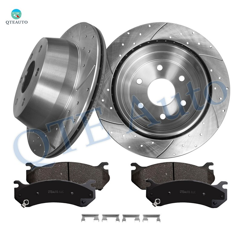 6 R 325 Drilled Brake Rotors-Ceramic Brake Pad To 2004-2006 Chevy Silverado 1500